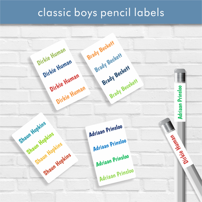 Boys Classic Pencil labels