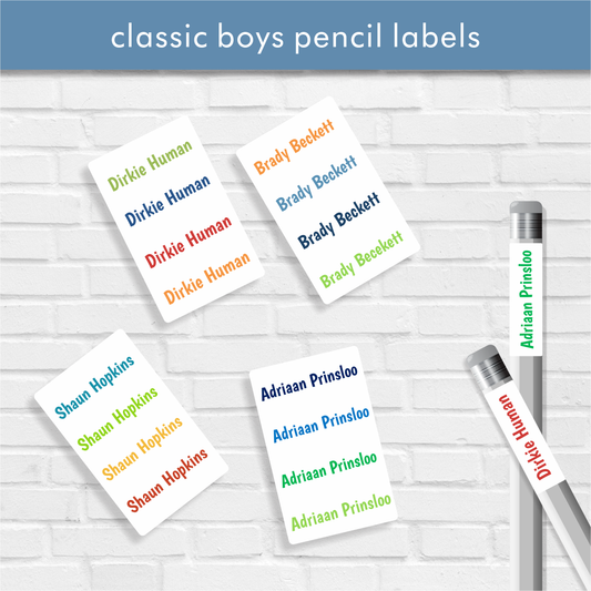 Boys Classic Pencil labels