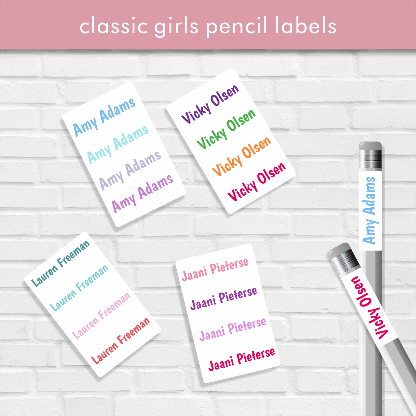 Girls Classic Pencil labels