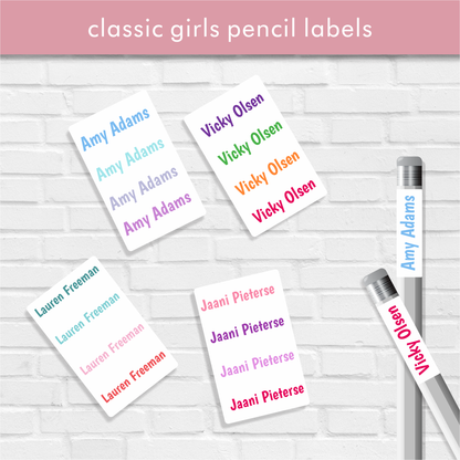 Girls Classic Pencil labels