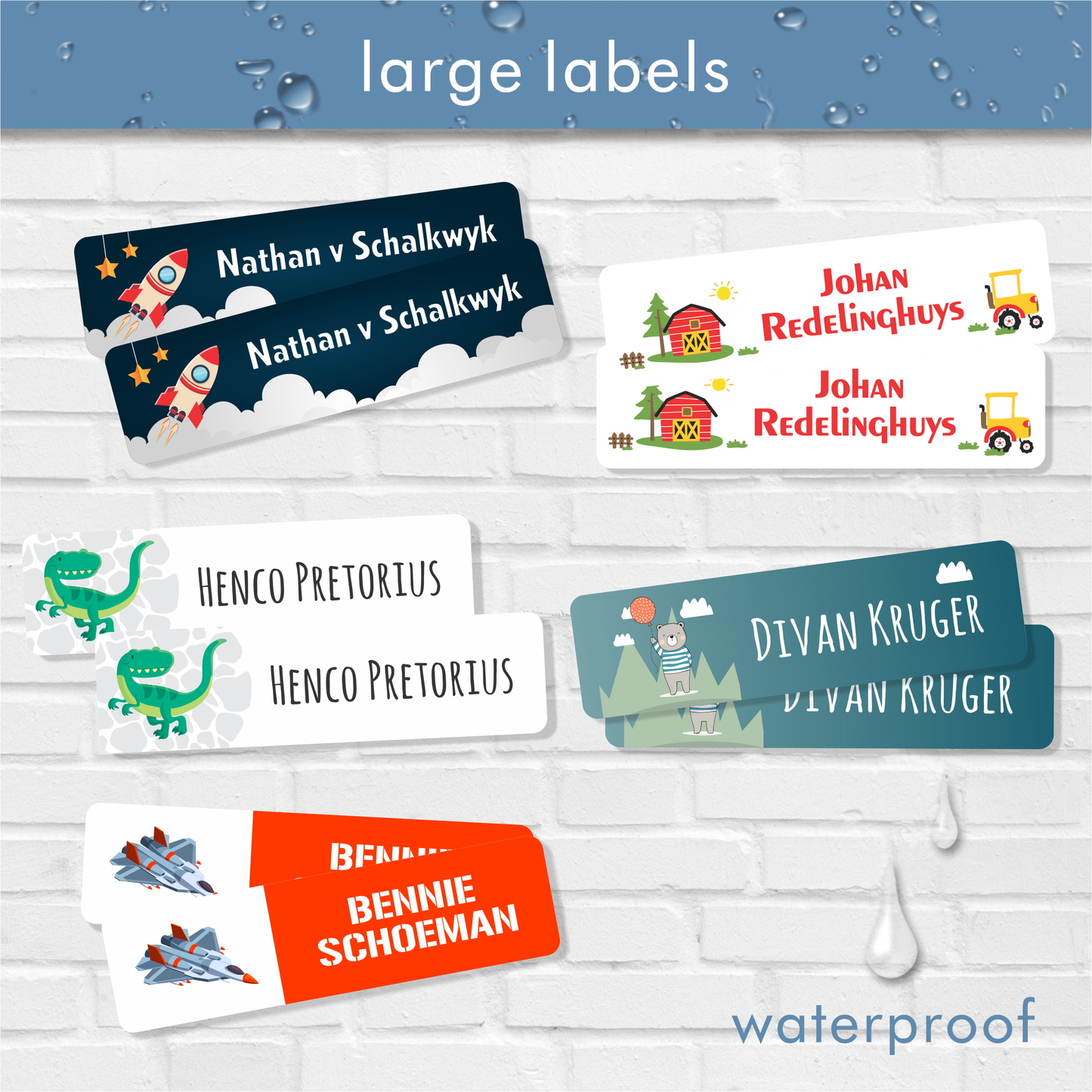 Waterproof Designer Large Labels