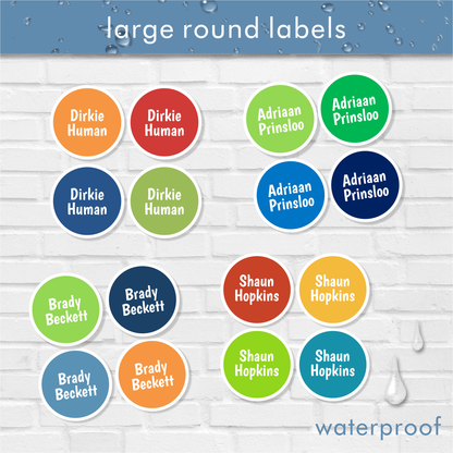 Waterproof Classic Large Round Labels