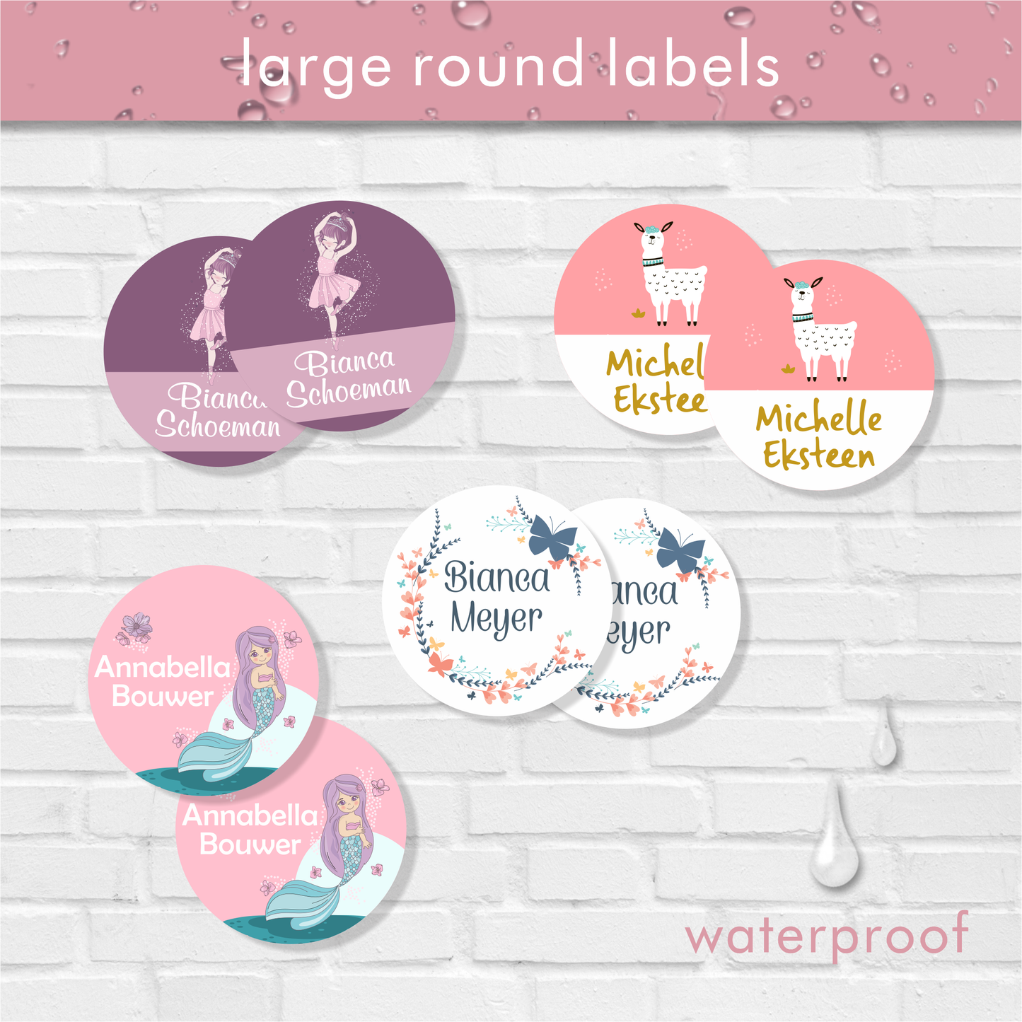 Waterproof Designer Large Round Labels