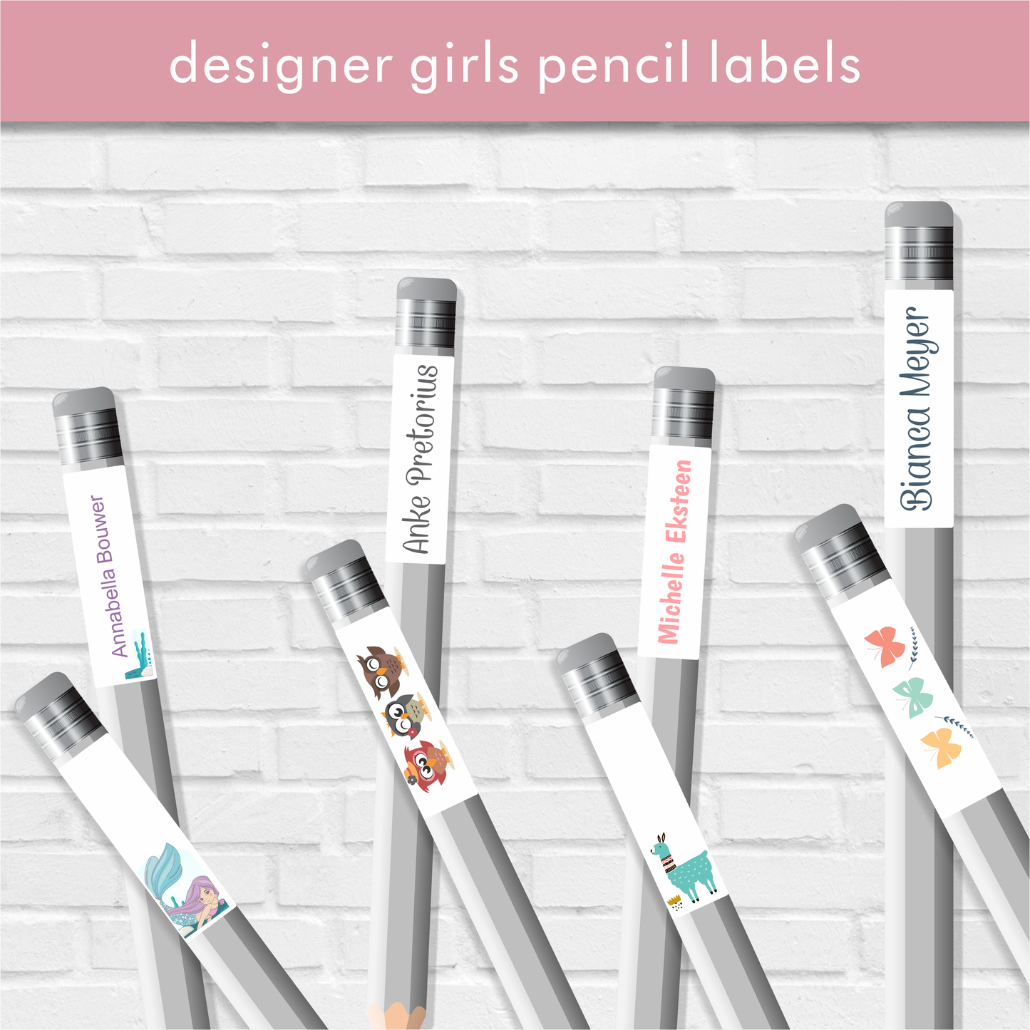 Girls Designer Pencil labels