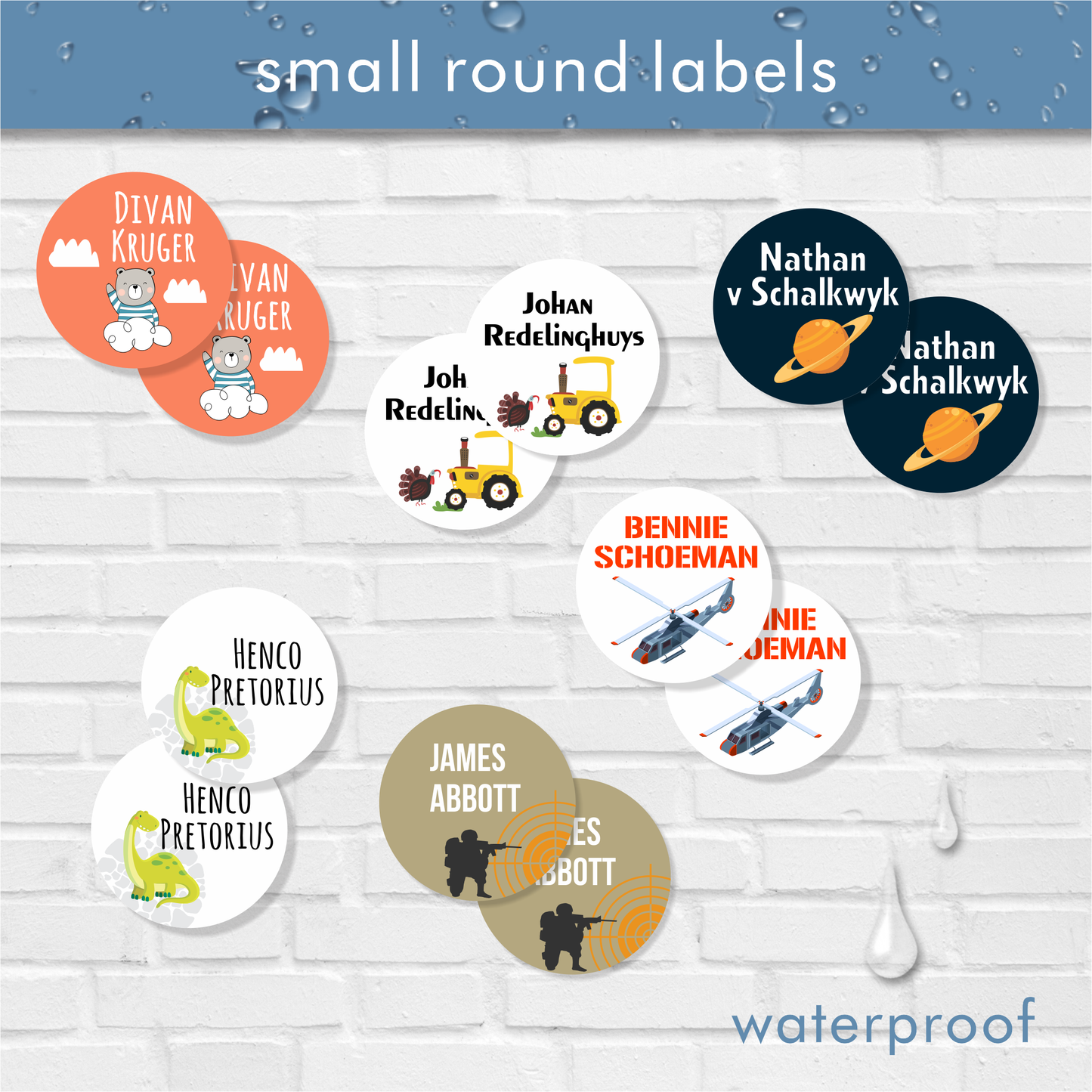 Waterproof Designer Small Round Labels